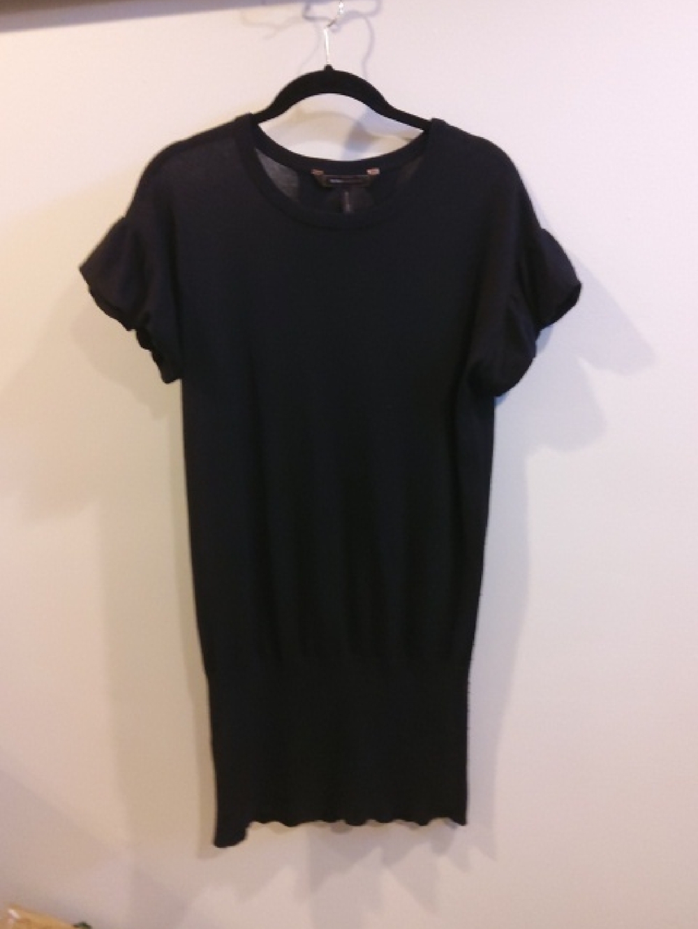 Silk/Cashmere Black Short Sleeve Knit Dress/Top
